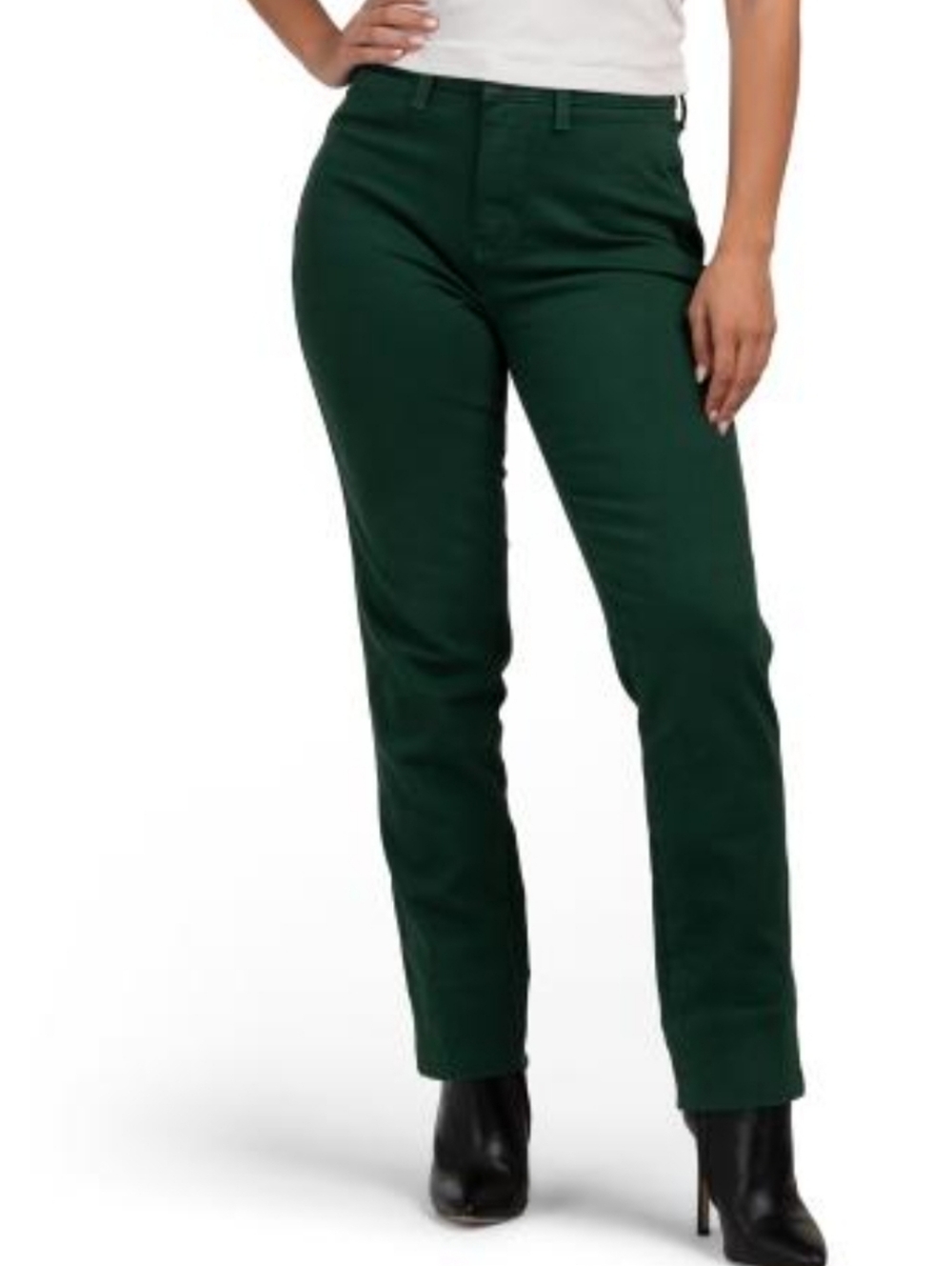 Johnny Was X Sasoon Straight-Leg Jeans in Forest Green